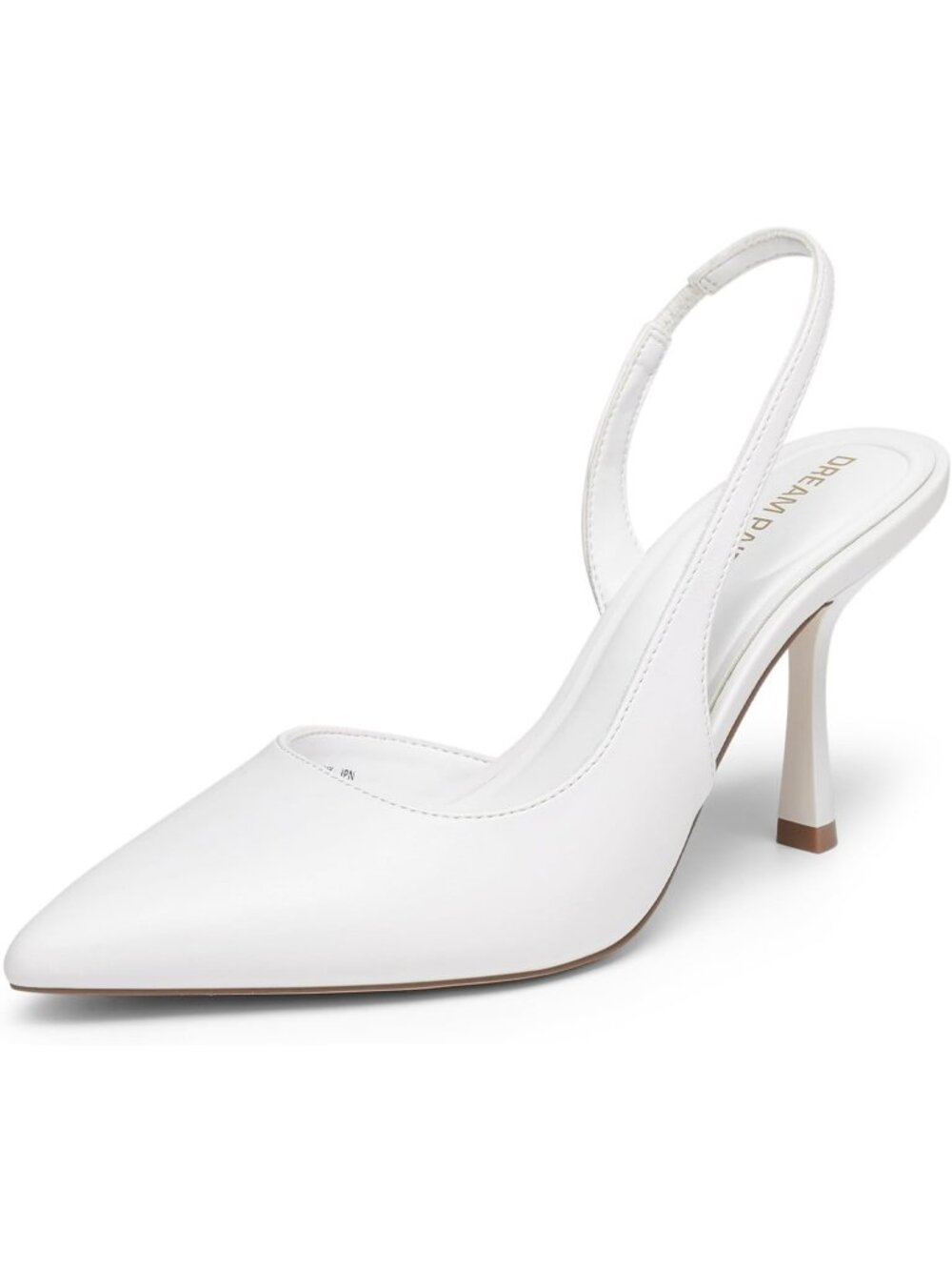 Women's White Slingback Kitten Heels Pointed Toe Pumps Comfortable Dress Shoes